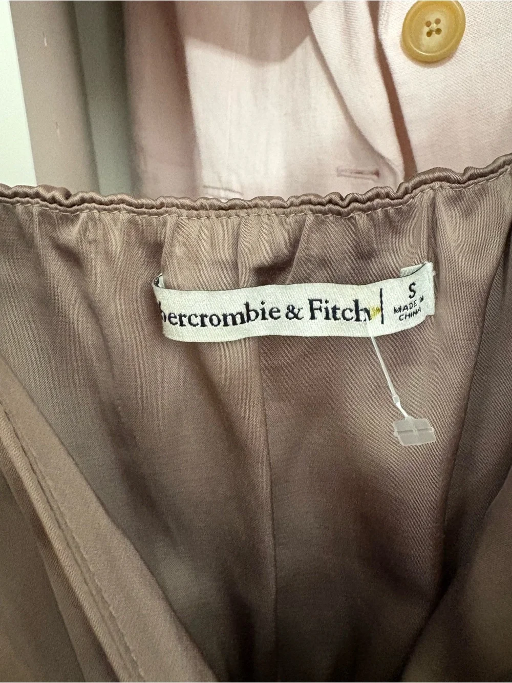 Abercrombie & Fitch Satin Taupe Maxi Slip Dress